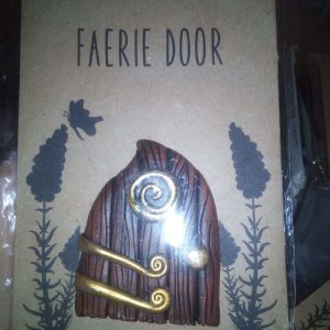 Rustic Brown with Gold Swirl - Miniature Fairy Elf Door Ornament - Resin