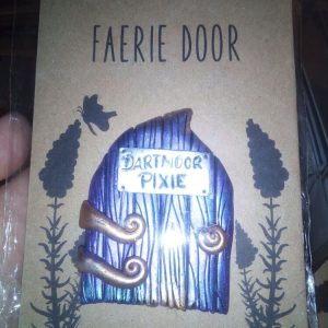"Dartmoor Pixie" Rustic Iridescent Purple Blue with Gold Swirl - Miniature Fairy Elf Door Ornament - Resin