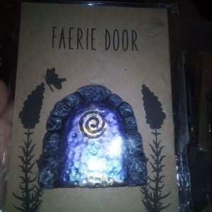 Cobblestone surround - Iridescent Purple Blue with Gold Swirl - Miniature Fairy Elf Door Ornament - Resin