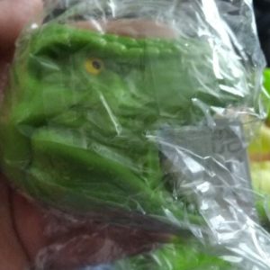Green Squishy Tyrannosaurus Rex Dinosaur Head - Liquid Filled with coloured beads inside - Hoot