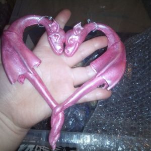 18cm Pink Heart Dragon Pair Ornament Decoration