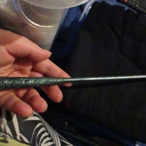Green Silver & Black Fabric-Harden Wrapped Wooden Wand Decoration #1