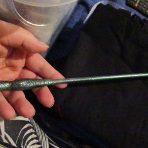 Green Silver & Black Fabric-Harden Wrapped Wooden Wand Decoration #2