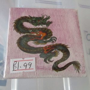 Twisted Dragon on Pink - Tiny 7cm Box Frame Canvas - JGPaws