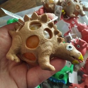 Brown Stegosaurus Squishy Bead Dinosaur - Liquid Filled with coloured beads inside - Hoot