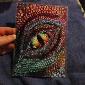 Pink & Aqua Dragon Eye - Professional Print - A5 Size. By Goblin Dreams