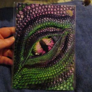 Purple & Green Dragon Eye - Professional Print - A5 Size. By Goblin Dreams