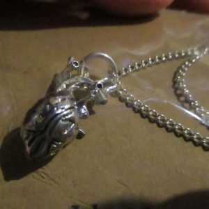 Heavy Silver tone "Anatomical Heart" - Pendant with chain - Goblin Dreams