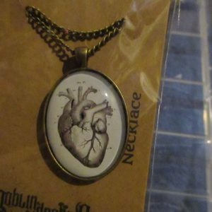 Brassy tone "Anatomical Heart" - Dome Pendant with chain - Goblin Dreams