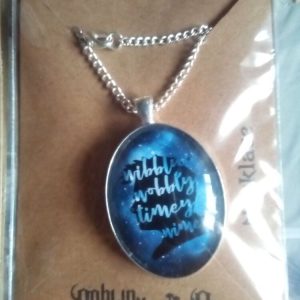 Goblin Dreams - Silver tone "Wibbly Wobbly Timey Wimey" - Dr Who Quote Pendant with chain
