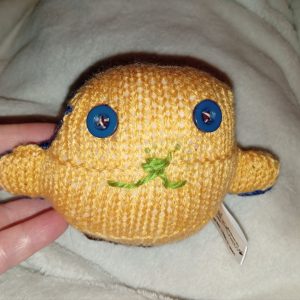 Treacle the Mustard and Navy Blue with Brown Feet Mini Ted