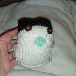 Helen the Black with White Front and Mint Beak / Pastel Rainbow Wings Mini Penguin