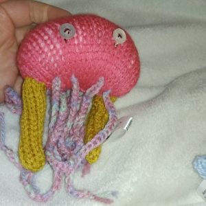 Beeti the Coral Red with Rainbow Feelers Jellyfish