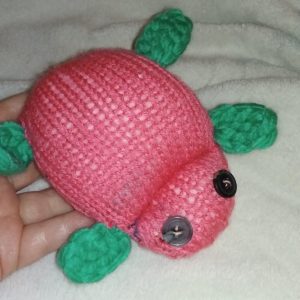 Gabby the Coral Red with Green Flippers Flat Turtle
