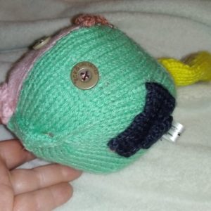 Sonita the Dark Mint Pink Yellow Latte Midi Fish with Navy Blue Fins
