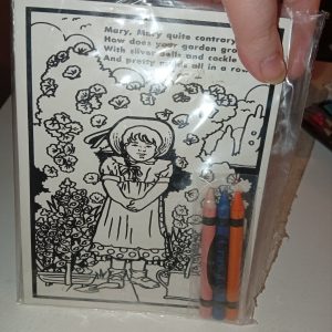 Mary, Mary Quite Contrary Nursery Rhyme Mini Colouring Board +3 Wax Crayons (Orange Pink Blue)