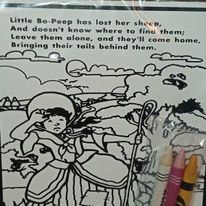 Little Bo-Peep Nursery Rhyme Mini Colouring Board +3 Wax Crayons (Orange Pink White)