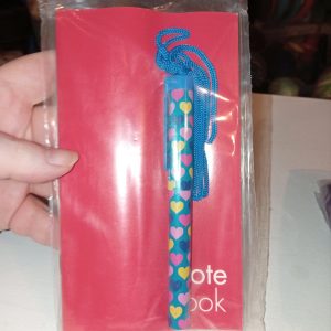 Red Notebook Blue Hearts Neck Pen Set (ES)