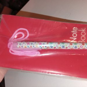 Red Notebook White Stars Neck Pen Set (ES)