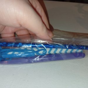 Blue Holographic Design Pencil, Blue White Zigzags Neck Pen & Purple Highlighter - Back To School / Office Supply
