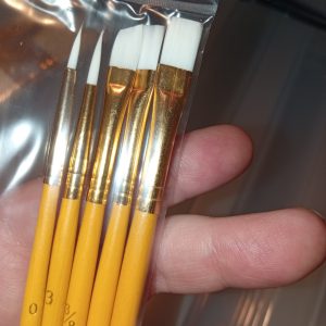 5 Yellow Orange White Tipped Artists Fine Detailing Paintbrush Set - Back To School / Office Supply