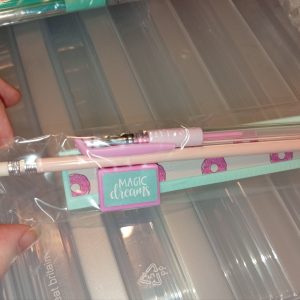 Pink Pencil, Gel Pen & Donuts Design 15cm Ruler with "Magic Dreams" Quotation Pink Pencil Sharpener - Back To School / Office Supply