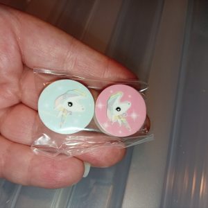 Pink and Blue Unicorn Design Twin Pack of Novelty Mini Erasers - Back To School / Office Supply