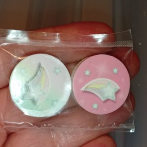 Pink and Pink-Green Shooting Star Design Twin Pack of Novelty Mini Erasers - Back To School / Office Supply