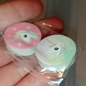 Pink and Pink-Green Unicorn Design Twin Pack of Novelty Mini Erasers - Back To School / Office Supply
