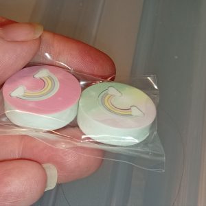 Pink and Pink-Green Rainbow Design Twin Pack of Novelty Mini Erasers - Back To School / Office Supply