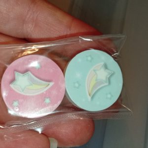 Pink and Blue Shooting Star Design Twin Pack of Novelty Mini Erasers - Back To School / Office Supply
