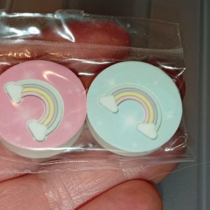 Pink and Blue Rainbow Design Twin Pack of Novelty Mini Erasers - Back To School / Office Supply