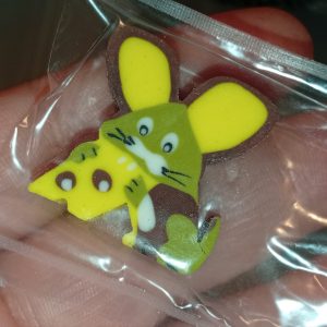 Yellow Brown Mouse and Cheese Design Novelty Eraser - Back To School / Office Supply