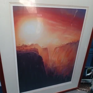 Rob Hefferan 2022 Sunset Over The Falls. 84.5x106cm. Framed. COA. Signed. No.115