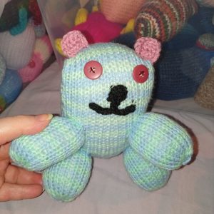 Pale Blue & Mint Dizzys Striped Bear with Long Tail