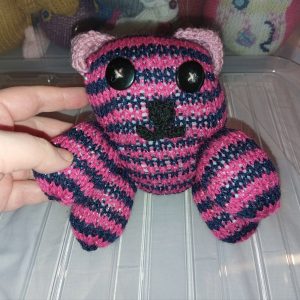 Glittery Hot Pink & Midnight Blue Dizzys Striped Bear with Short Tail