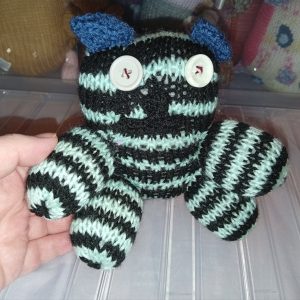 Mint & Black Dizzys Striped Bear with Short Tail
