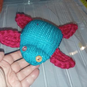 Aqua with Red Flippers Dizzys Turtle