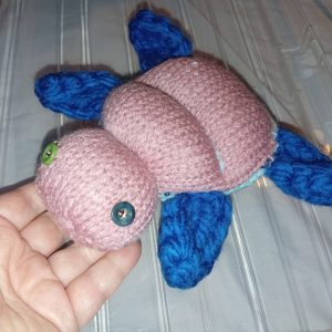 Dusky Pink with Mid Blue Flippers Dizzys Turtle