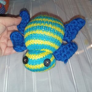 Aqua & Yellow Striped with Mid Blue Flippers Dizzys Turtle