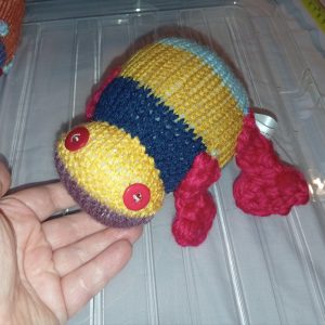 Rainbow Striped with Red Flippers Dizzys Hoppy Frog